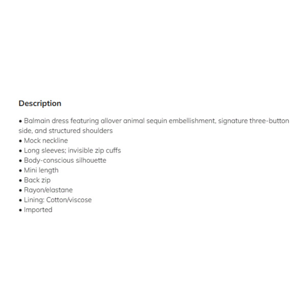 Balmain Strong-Shoulder Mini Dress 40/US 8 Gold Black Sequin Back Zip NWT $3650 - Picture 14 of 14